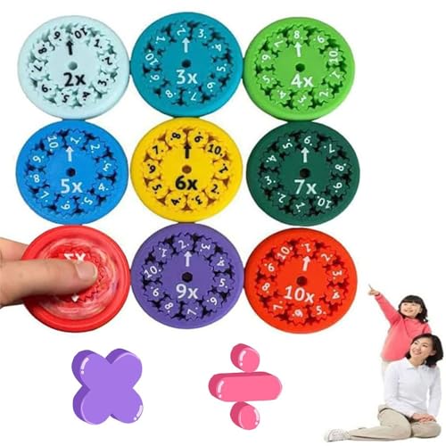 Mathe-Fidget-Spinner, Mathe-Fakten-Fidget-Spinner, Mathe-Lern- und Bildungsspielzeug, Addieren, Subtrahieren, Multiplizieren und Dividieren, Lern-Fidget, lustiges Lernspielzeug for Kinder(A9pcs) von LEINOX