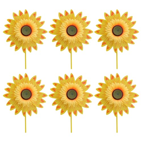 LEJIAJU 6 Stück Sonnenblume Windmühle Rotation Windmühlen Gartendekoration Karneval Windrad Kinderbevorzugung Party Requisiten Outdoor Spielzeug von LEJIAJU