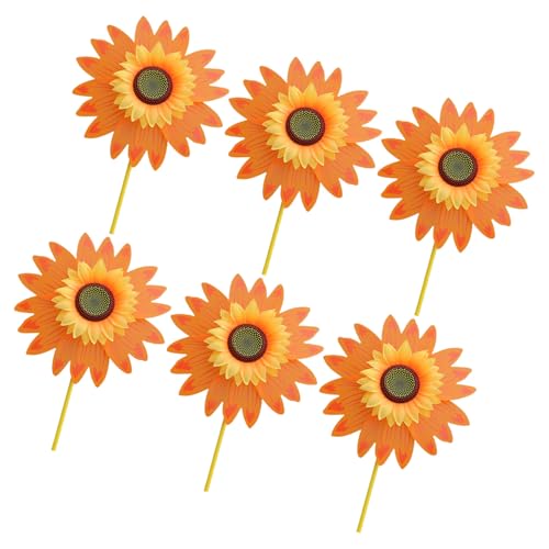 LEJIAJU 6 Stück Sonnenblume Windmühle Rotation Windmühlen Gartendekoration Karneval Windrad Kinderbevorzugung Party Requisiten Outdoor Spielzeug von LEJIAJU