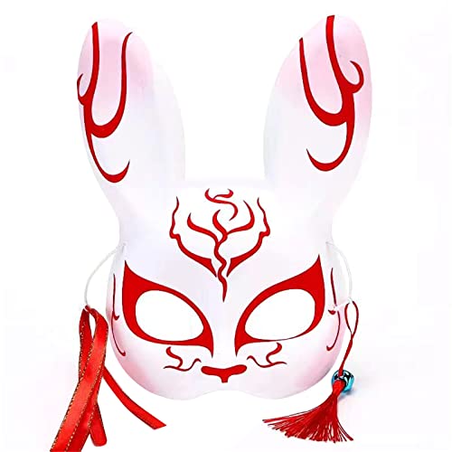 LEJIAJU Kitsune-Fox Tier-Cosplay, Kabuki-Halbgesicht, Katzenmasken, Halloween-Maske, Party, Fuchs, Cosplay, Kostüm, Masken, Geschenk von LEJIAJU