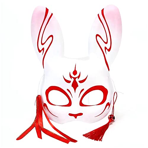 LEJIAJU Kitsune-Fox Tier-Cosplay, Kabuki-Halbgesicht, Katzenmasken, Halloween-Maske, Party, Fuchs, Cosplay, Kostüm, Masken, Geschenk von LEJIAJU