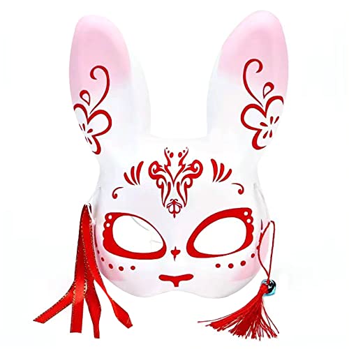 LEJIAJU Kitsune-Fox Tier-Cosplay, Kabuki-Halbgesicht, Katzenmasken, Halloween-Maske, Party, Fuchs, Cosplay, Kostüm, Masken, Geschenk von LEJIAJU