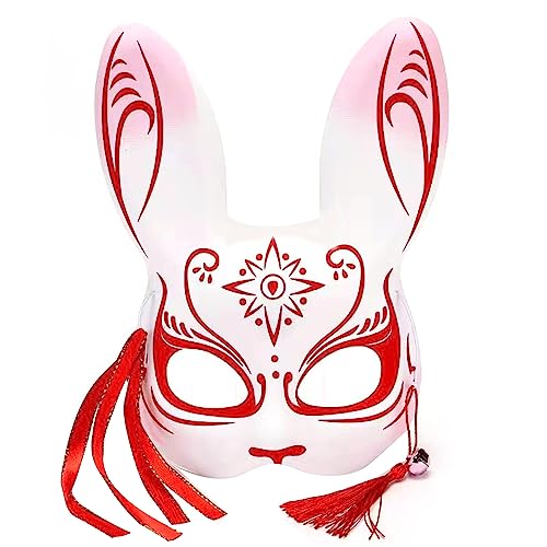 LEJIAJU Kitsune-Fox Tier-Cosplay, Kabuki-Halbgesicht, Katzenmasken, Halloween-Maske, Party, Fuchs, Cosplay, Kostüm, Masken, Geschenk von LEJIAJU