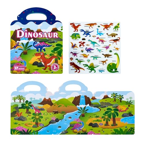 LEJIAJU Lustiges Pädagogisches Stickerbuch Für Kinder Mit Abnehmbaren Aufklebern Für Kleinkinder Cartoon Tiere Dinosaurier Ozeanfahrzeuge von LEJIAJU