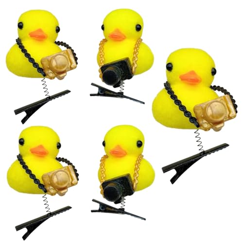 Schöne Haarspange Ente mit Kamera, Weihnachtsmütze, Kopfbedeckung, Entchen, Tier-Thema, Haarnadel, Enten-Haarspangen von LEJIAJU