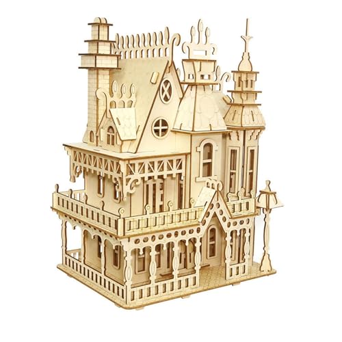 CUTEROOM 3D Wooden Puzzle House Holzpuzzle Erwachsene 3D Villa Modellbau Holzbausatz für Erwachsene Kinder von CUTEROOM