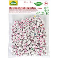 LENA® 32050 Holz-Buchstabenperlen, weiß/rosa, 300-tlg., Beutel von LENA®