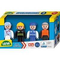 LENA® 4490 Spielfiguren-Set mit 4 vollbeweglichen Figuren, (Doktor, Feuerwehrmann, Polizist, Bauarbeiter) von LENA®