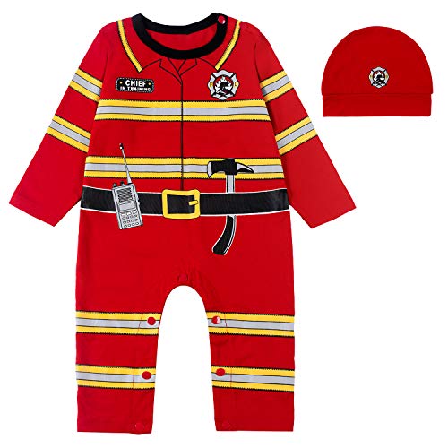 LENSOUS Paddy Field Feuerwehrmann-Kostüm für Babys, Mädchen, Jungen, 6-12 Monate, Feuerwehrleute, 6-12 Monate von LENSOUS