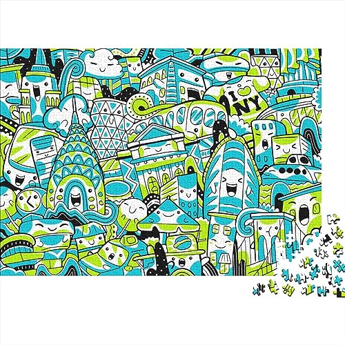 Graffiti-Illustration Personalisiertes Foto Erwachsene EduKatzeional Fun Family Customized Jigsaw Puzzles Geschenk Spielzeug Home Decoration Game Challenge 500pcs (52x38cm) von LENTLY