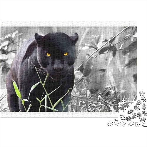 Panther Personalisierte Foto-Puzzle: Bewahren Sie Erinnerungen Individuelle Herausfordernde Spiele Puzzle Von Ihrem Bild Holzpuzzle Puzzles Für Erwachsene 500pcs (52x38cm) von LENTLY