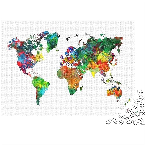 Weltkarte Jigsaw Brain Teaser Puzzle Für Erwachsene Lernspielzeug DIY Stressabbau Puzzle Spielzeug Familie Herausfordernde Spiele Als Weihnachten Geburtstag Geschenke 1000pcs (75x50cm) von LENTLY