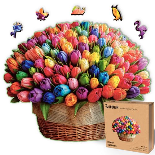 LEOGOR holzpuzzle Erwachsene 500 Teile – tulpen Puzzle aus Holz, 52,4 x 42,9 cm – Magisches Spiel für Puzzle-Liebhaber von LEOGOR