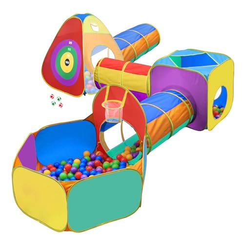 Kinder Spielzelt Mit Tunnel, 3 In 1 Pop Up Zelt Mit Ball Grube Zusammenklappbar Garten Spielhaus Indoor Outdoor Spiel Baby Kinder Kleinkind Geschenke Mit Aufbewahrungstasche von LEONFFS