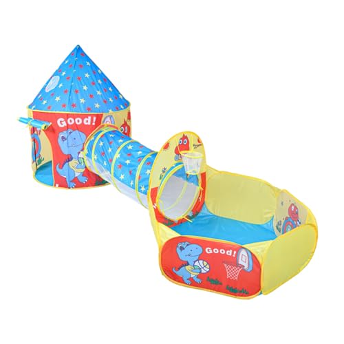 Kinder Spielzelt und Tunnel, faltbar 3 in 1 Pop Up Spielhaus Cubby Zelte Tunnel Ball Pit mit Basketballkorb, Soft Play Geschenk für Jungen Mädchen Babys Kleinkinder Indoor Outdoor von LEONFFS