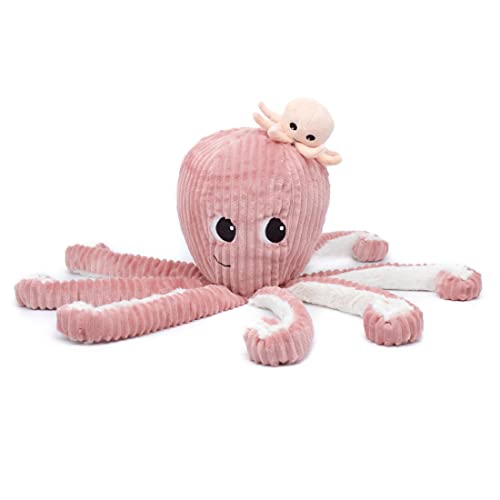 LES DÉGLINGOS - Filou la Octopus Maman et Son Bébé 65 cm – Rosa – Les PIPOTOS – Kuscheltier für Babys – Plüschtier Baby – Geschenk zur Geburt von LES DÉGLINGOS