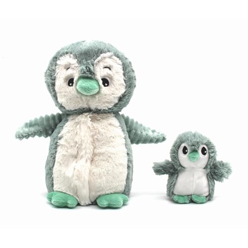 Les Déglingos Les Ptipotos by Glissou Le Pinguin Maman Baby – Kuscheltier Geburt – Mintgrün – 16 cm von LES DÉGLINGOS