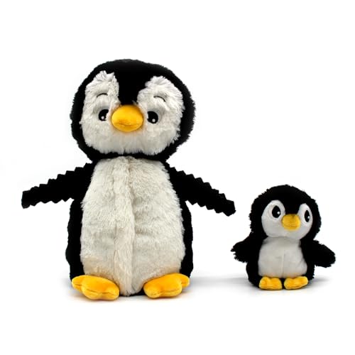 Les Déglingos Les Ptipotos by Glissou Le Pinguin Maman Baby – Plüschtier – sehr weich Geburt – Schwarz und Weiß – 16 cm von LES DÉGLINGOS