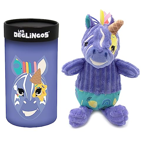 Les Deglingos – Plüschtier klein Simply + Geschenkbox – Kiprokos das Zebra – ab Geburt – 22 cm – Violett von LES DÉGLINGOS