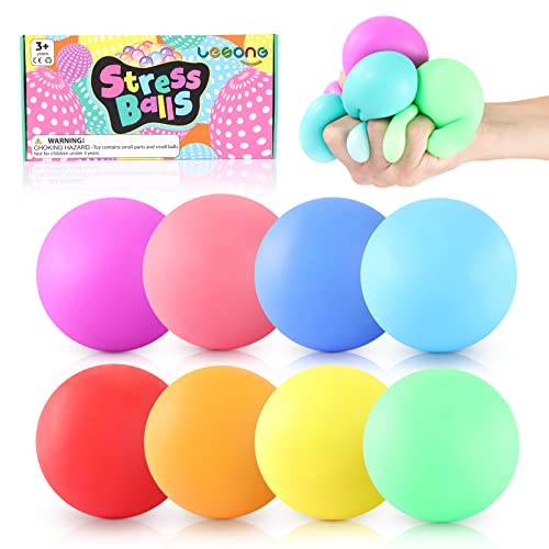 LESONG 8 Stück Sensory Stress Ball, Anti Stress Ball Squishy Ball Farbwechsel, Stressball Quetschball Stressabbau Spielzeug für Kinder Erwachsene Geburtstag Geschenke ADHD Autismus von LESONG