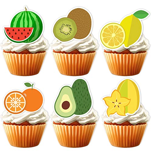 18 Stück Glitzer Dessert Cupcake Topper Pick für Obst Wassermelone Avocado Zitrone Thema Dekor Zubehör Babyparty Frau Dame Mädchen Happy Birthday Party Dekorationen von LETLIMIT