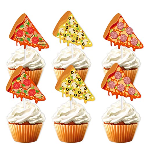 18 Stück Gold Glitzer Dessert Cupcake Topper Fast Food Pizza Party Thema Dekor Zubehör Babyparty Jungen Mädchen Happy Birthday Dekorationen von LETLIMIT