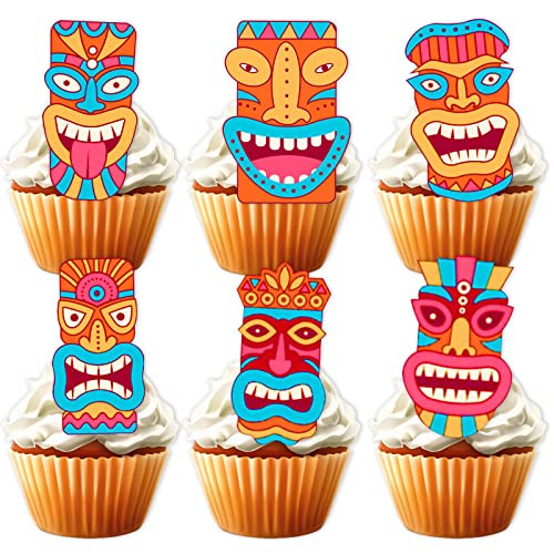 18 Stück bunte Glitzer-Dessert-Cupcake-Topper Babyparty Junge Mädchen Happy Birthday Party Dekorationen Hawaii Aloha Luau Tropische Sommer Thema Party Dekor Zubehör von LETLIMIT