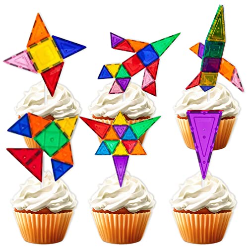 18 Stück bunte Glitzer-Dessert-Cupcake-Topper für Windrad Windmühle Thema Dekoration Zubehör Babyparty Junge Mädchen Happy Birthday Jahrestag Party Dekoration von LETLIMIT