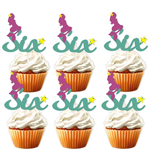 18 grüne Glitzer-Meerjungfrauen-Dessert-Cupcake-Topper unter dem Meer, Dekorationszubehör für Jungen und Mädchen, Happy Birthday Party-Dekorationen von LETLIMIT