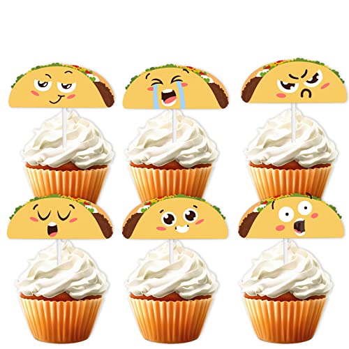 Gold Glitter Cute Taco Bout Dessert Cupcake Topper Mexican Yummy Food Fiesta Festival Thema Decor Supplies Baby Shower Gender Reveal Geburtstag Party Dekorationen Set 18pcs von LETLIMIT