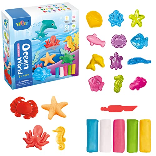 LETTERASHQP 18 Stück Knete Zubehör Knetwerkzeug Knete Zubehör Set ab 2 3 4 Jahre Kinder Knete Zubehör DIY Knetwerkzeug Unterwasserwelt Plastilin Werkzeuge Kinderspielzeug Knete Zubehör Set für Kinder von LETTERASHQP