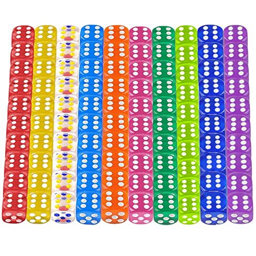 LETTERASHQP 100 Stück Bunte Würfel Dice 12mm Würfelset Transparent Spielwürfel Kleine Würfel Bunt Würfel Set Mini Würfel Bunt Würfelspiele Tischspiele von LETTERASHQP