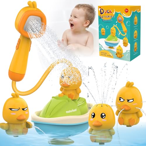 LETTERASHQP Badewannenspielzeug ab 1 2 3 4 Jahr Ente Elektrisches Wasserspielzeug Kinder Badespielzeug Baby mit Duschkopf Badewannen Spielzeug Badewanne Spielzeug Kinder Geschenk ab 1 2 3 4 Jahr von LETTERASHQP