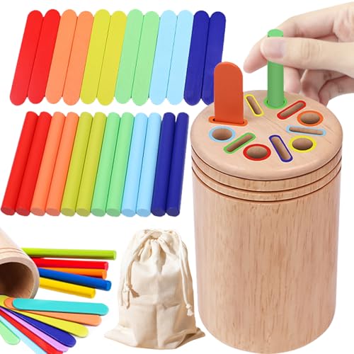 LETTERASHQP Farbsortierspielzeug Sortierspiel ab 1 Jahr Holz Hölzernes Lernspielzeug Holzspielzeug ab 1 Jahr Farben Sortierspiel Holzspielzeug Sensorik Spielzeug Holzstäbchen Eisstiele Sholz von LETTERASHQP