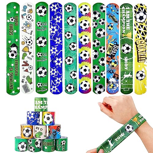 LETTERASHQP Fußball Slap Armbänder,10*Armband Fussball Kinder Fußball Slap Bracelet Fußball Schnapparmband Kinder Fussball Mitgebsel für Jungen Mädchen Geburtstag Schulfest Zubehör von LETTERASHQP