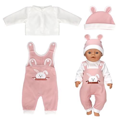 LETTERASHQP Kleidung Outfits für Baby Puppen Puppenkleidung 35-43 cm Baby Born Mädchen Jungen Kleidung Puppenkleidung Outfits Baby Born Zubehör Baby Puppe Kleidung Zubehör mit Hut Langarm Hose (Hasen) von LETTERASHQP