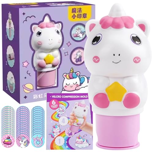 LETTERASHQP Einhorn Sticker Stempel Kinder Kleine Geschenke für Kinder Geschenk Mädchen 4 Jahre Einhorn Aufkleber Kinder Einhorn Kuscheltier Stempel Kinder Einhorn 3-10 Jahre Party Mitgebse von LETTERASHQP