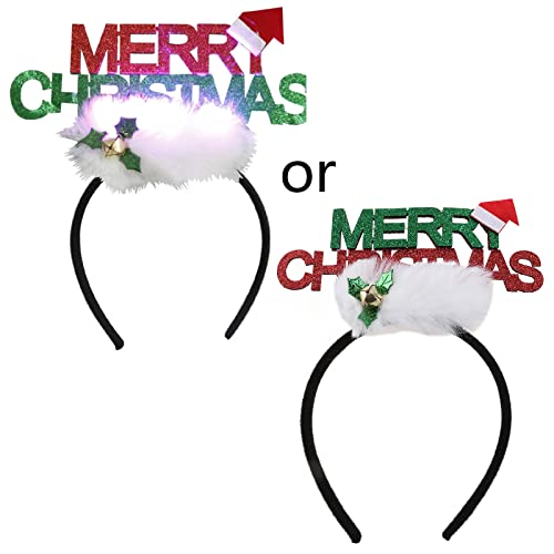 LEYILE Blinkende Weihnachtsmütze, Stirnband, LED-Weihnachts-Stirnband, leuchtendes Weihnachts-Haarreif, Geweih, LED-Weihnachtsmannmütze, Haarband von LEYILE
