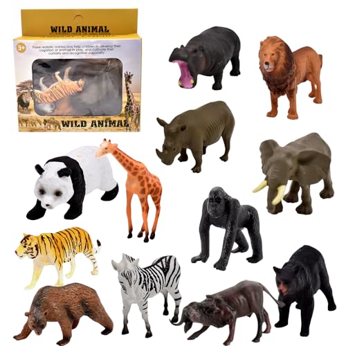 Forest Animals Figures Set,12PCS Safari Animals Toy Figures,Wilde Zootiere Figuren Mini Tierfiguren Mini Waldtier Spielzeug Party Geschenke für Kinder für die Erziehung von Kindern Wilde Tiere von LEZYHIU