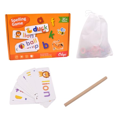 Buchstaben Lernen Lernspiele, Buchstaben Holz Schreiben, Zahlen Buchstaben Lernen Holz Steckpuzzle Holz Montessori Spielzeug Matching Shape Letter Games Alphabet Puzzle für Kleinkinder Jungen Mädchen von LEZYHIU