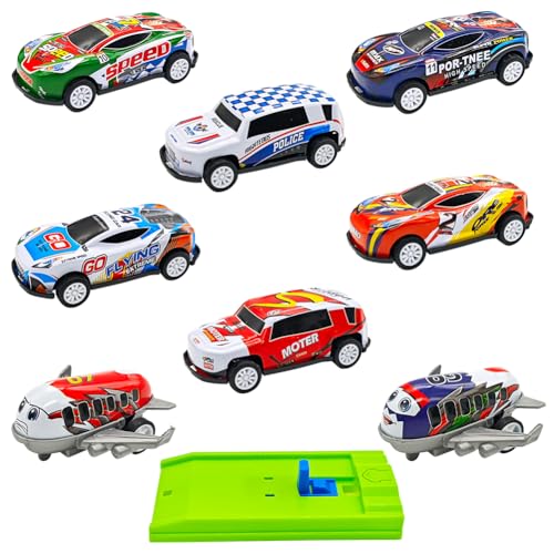 Cars Spielzeug, 8 Stück Zurückziehen Stadtautos und Lastwagen Spielzeugfahrzeug-Set für Kleinkinder, Mädchen und Jungen, Kinderspielset, Die Cast Spielzeugautos Set, Geeignet für Kinder ab 3 Jahren von LEZYHIU