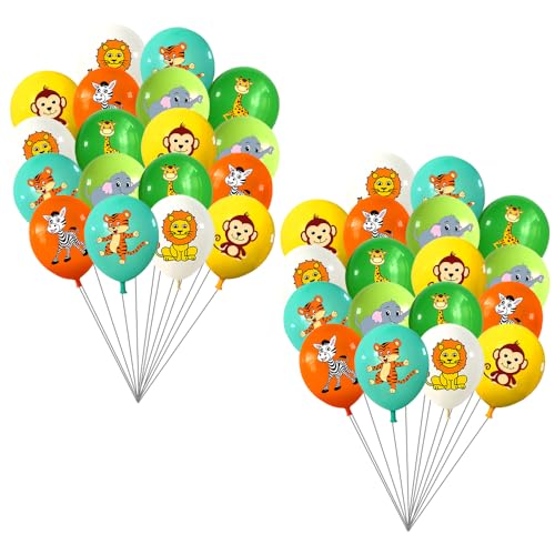 Dschungel Luftballons,36 Stück 12 Zoll Latex Druck Ballon, Dschungel Tiere Geburtstagsdeko Balloons Wild Forest Animal für Party Geburtstag Dekoration Helium Ballons Baby Shower Mädchen Jungen von LEZYHIU