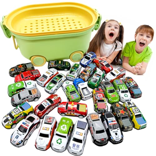 LEZYHIU Auto Spielzeug Set,30 Stück Mini Spielzeugautos Set,Rennwagen-Fahrzeug-Set Car Spielzeug Mit 1 Aufbewahrungsbox für 3-12 Jahre Jungen Mädchen Kinder von LEZYHIU