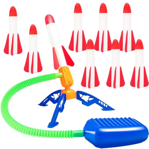 LEZYHIU Rocket Air Pressure, Rocket Toy for Children, Compressed Air Rocket Toy with 9 Foam Rockets, Rocket Launcher Toy, Outdoor Toy Children, for Boys and Girls from 3-12 Years von LEZYHIU