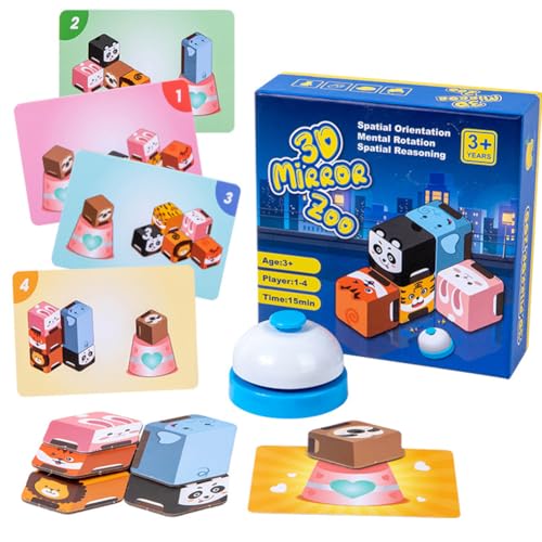 Tiere Spielzeug Würfelpuzzle,Spiel Puzzle Bauwürfel,Tiere 3D-Puzzle Bauen Würfeln Zauberwürfel Building Blocks Geschenkbox Matching Game Montessori Spielzeug Ausgestattet mit Snatch Bell für Kinder von LEZYHIU