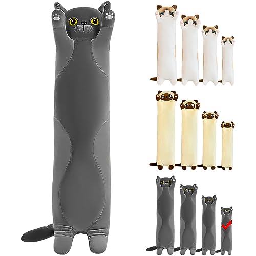 LEcylankEr Katze Kuscheltier 50cm Weiche Katze Plüsch Plüschtier Kissen Katze Stofftier Kuscheltiere für Kinder Freundin Kissen Spielzeug Geschenke für Geburtstag Weihnachten Valentinstag (Grau, 50cm) von LEcylankEr