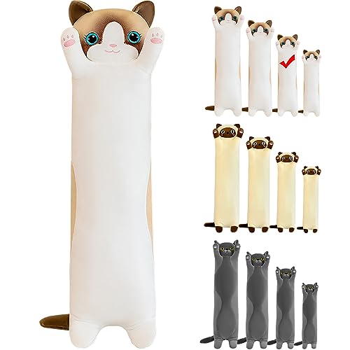 LEcylankEr Katze Kuscheltier 70cm Weiche Katze Plüsch Plüschtier Kissen Katze Stofftier Kuscheltiere für Kinder Freundin Kissen Spielzeug Geschenke für Geburtstag Weihnachten Valentinstag (Weiß, 70cm) von LEcylankEr