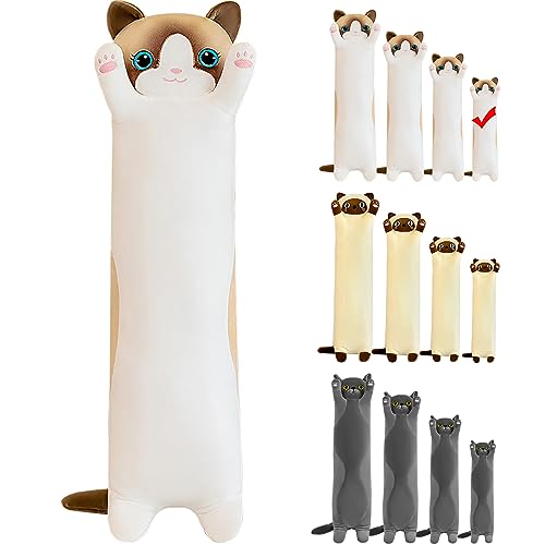 LEcylankEr Katze Kuscheltier 50cm Weiche Katze Plüsch Plüschtier Kissen Katze Stofftier Kuscheltiere für Kinder Freundin Kissen Spielzeug Geschenke für Geburtstag Weihnachten Valentinstag (Weiß, 50cm) von LEcylankEr