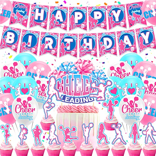 Cheerleading Geburtstag Party Dekorationen Cheerleader Geburtstag Party Lieferung inklusive Cheerleading Geburtstag Banner Kuchen Cupcake Toppers Luftballons für Geburtstag Party Gymnastik Party von LFCFDX