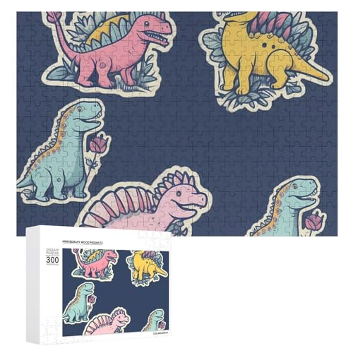 300-teiliges Puzzle für Erwachsene, Dinosaurier-Aufkleber, Holzpuzzle, Geschenk, anspruchsvolles Puzzle für Familienspielabende, Puzzles für Heimdekoration, 28,9 x 40,6 cm von LFDSEPYM